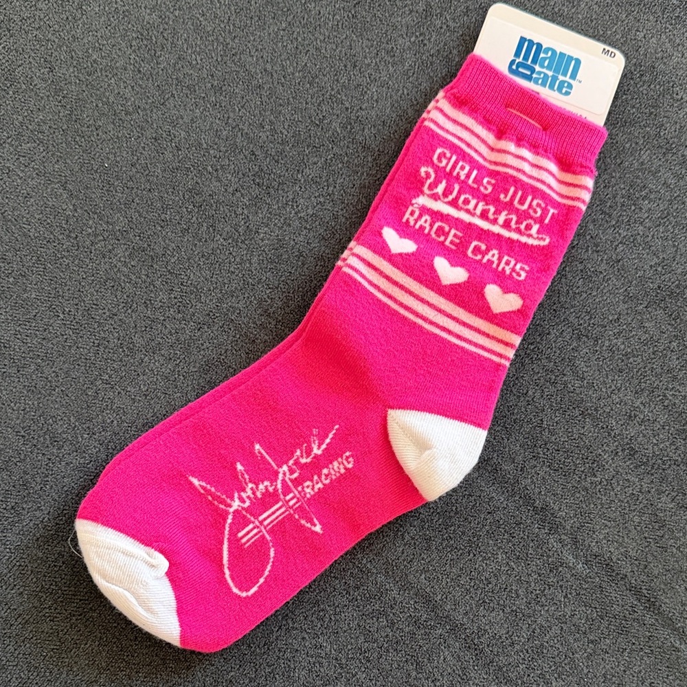 Girls Pink 'Girls Just Wanna Race Cars' Socks